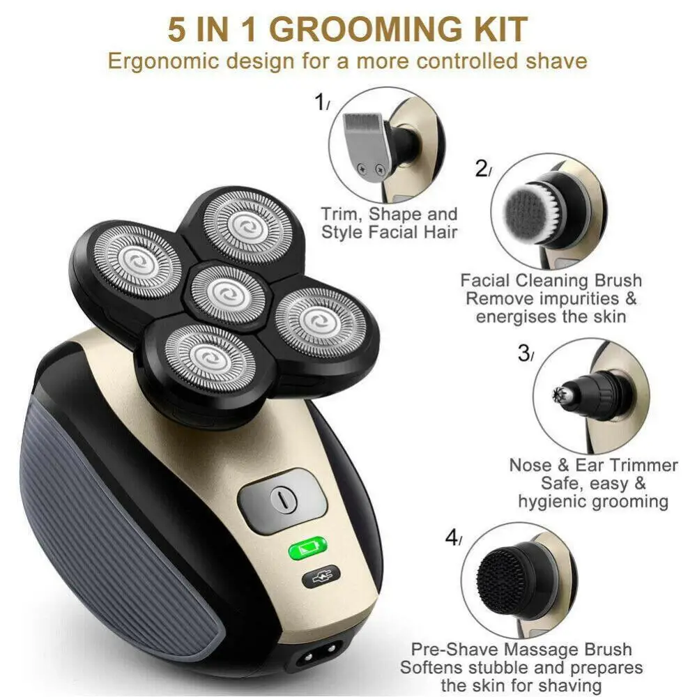 Cleaning Shaving Machine For Men 5 in 1 4D Rotary Electric Shaver Waterproof USB Rechargeable Hair Beard Ear Nose Trimmer Facial | Красота и