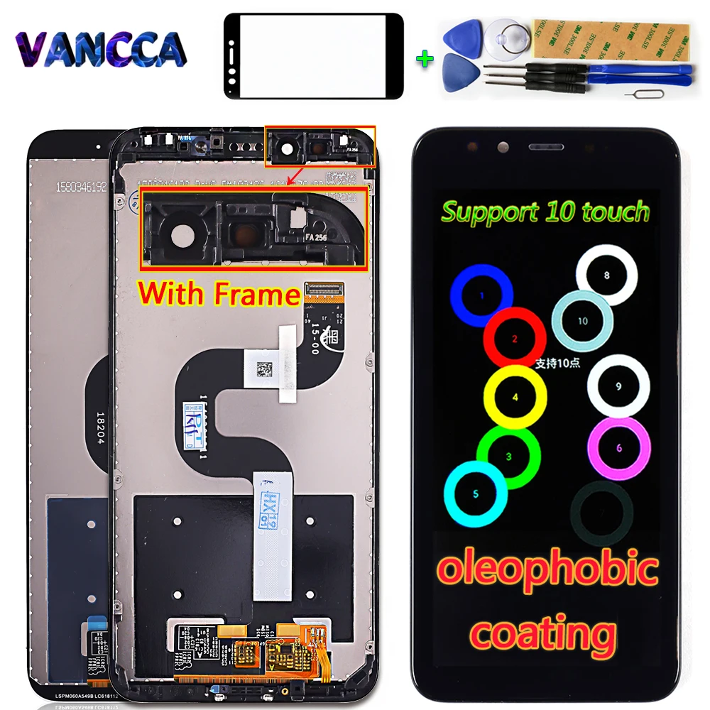 

5.99 inch LCD display For xiaomi mi A2 / 6X 2160*1080 Frame Touch Screen Digitizer Assembly 10-Touch Oleophobic Coating tools