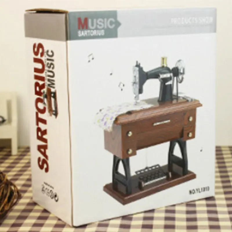 Musical Boxes Sewing Machine Retro Gift Decoration Vintage Clockwork Style ABS