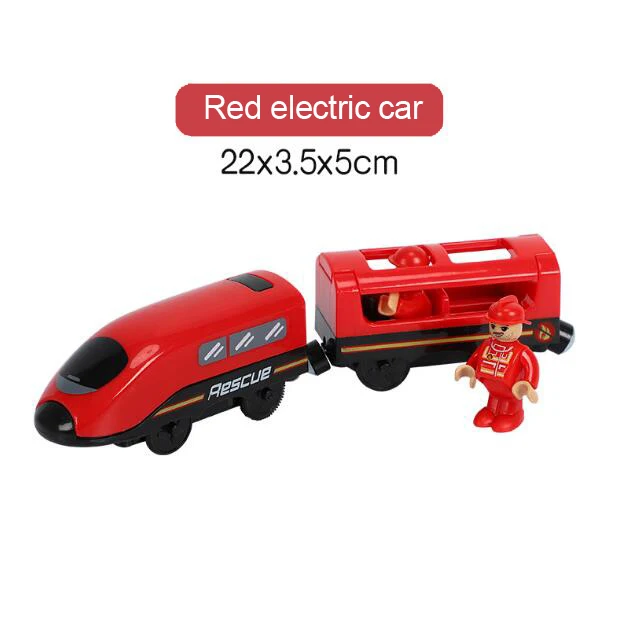 Новая игрушка со звуком Электрический магнитный поезд совместим с BRIO деревянный трек четырехцветный Электрический поезд детский трек игрушка - Цвет: red