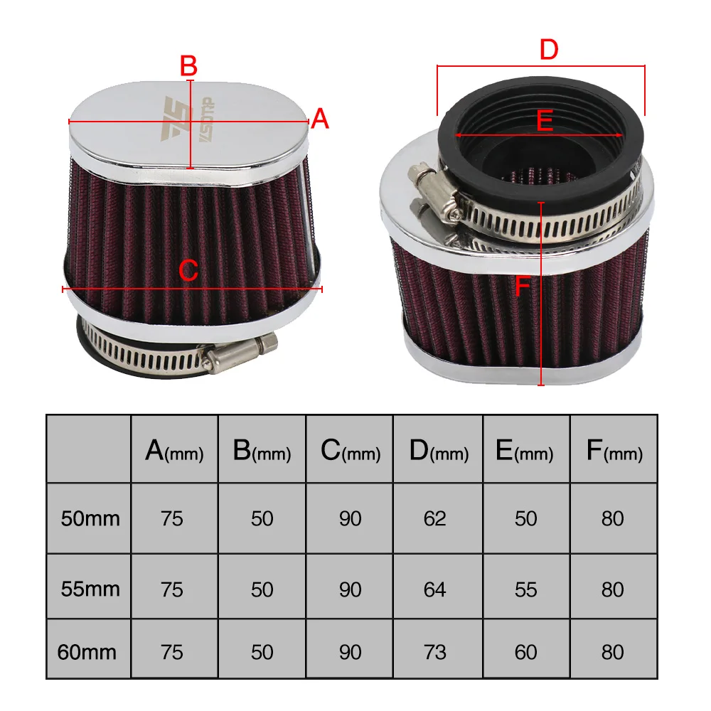 Sclmotos- 38 42 45 50 55 60mm Motorcycle Air Filter Air Pods Cleaner Fit For 50cc 110cc 125cc 200cc ATV Scooter Pit Dirt Bike