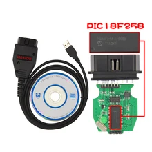 Beyisi vag k + pode comandante 1.4 com ftdi ft232rl pic18f258 chip obd2 cabo de interface de diagnóstico para vw/audi/skoda/seat