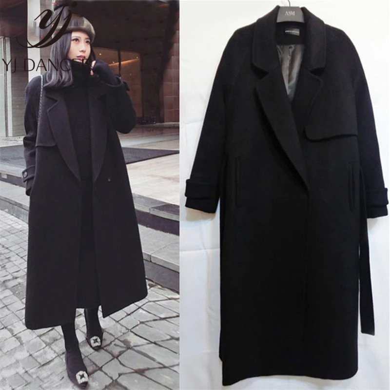 

Spring Autumn Winter New Women Casual Wool Blend Trench Coat Oversized Long Belt With Belt Women Wool Coat Cashmere Outerwear