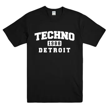 

DETROIT TECHNO 1988 EST. PRINTED MENS BLACK TSHIRT - SINCE MUSIC CLUB GRAPHIC