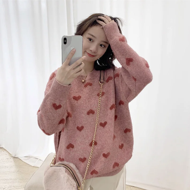 

TYHRU Autumn Ladies Round Collar Long Sleeve Pullover Sweater