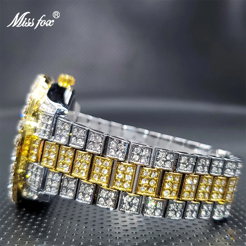 Missfox relógio masculino marca de luxo 18k