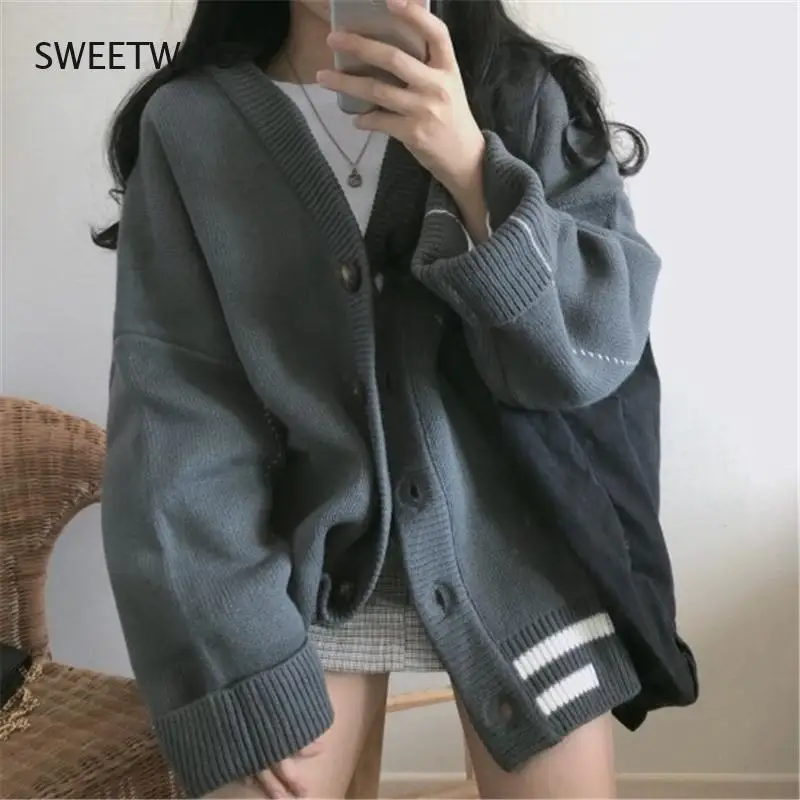 

Women Knitted Cardigans Sweater Winter Solid Basic Elegant New Tops Oversized Autumn Female Warm Casual Outerwear Mujer 2021