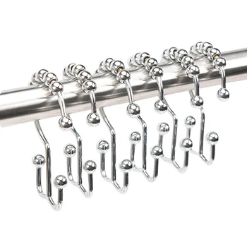 

12pcs Elegant Dormitory Double Sided Shower Curtain Hook Bathroom Accessories Modern Iron Window Durable Bedroom Solid Home