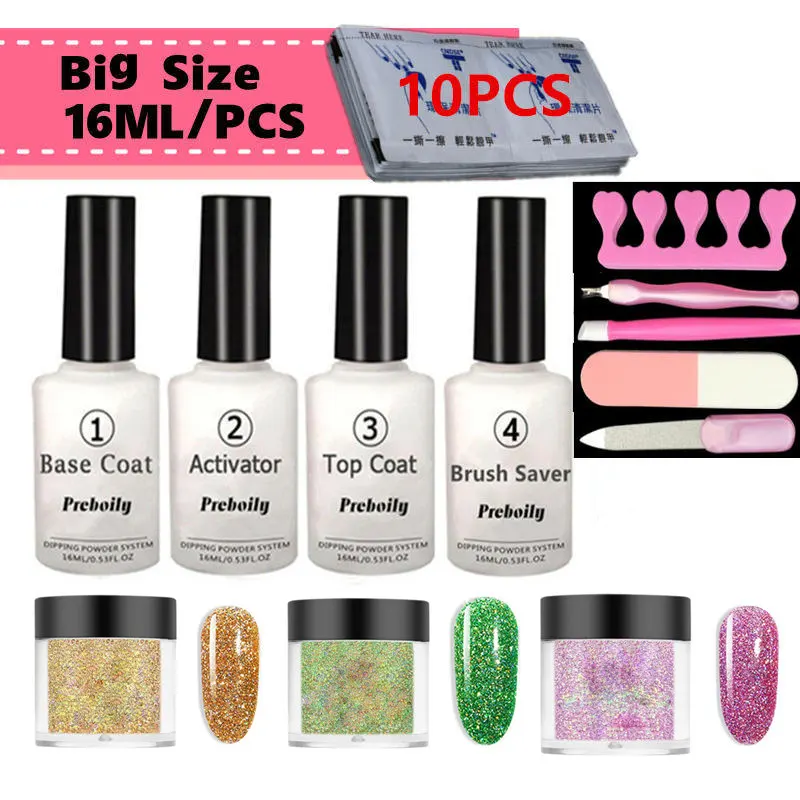 

13Pcs/lot Nail Dip Powder Gel Without Lamp Cure Nail Dipping Powder Kit Natural Dry Top Base Sealer Gel Dip Powder Nail Salon