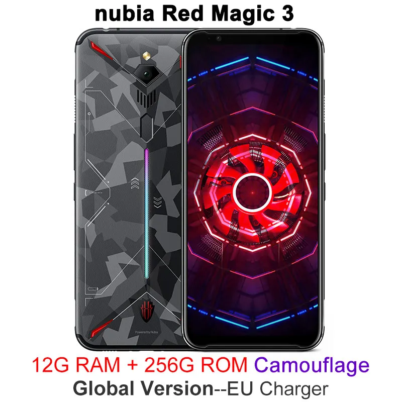 Мобильный телефон zte nubia Red Magic 3, 6,65 дюймов, Snapdragon 855, передний, 48 МП, задний, 16 МП, 6 ГБ/8 ГБ ram, 128 ГБ/256 ГБ rom, 5000 мАч, игровой телефон - Цвет: 12G 256G Camou EU