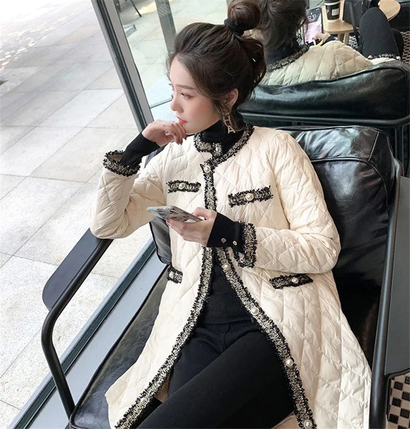 Зимнее пальто и куртка для женщин теплое длинное пальто парка черная корейская мода пуховик женский светильник элегантная хлопковая куртка