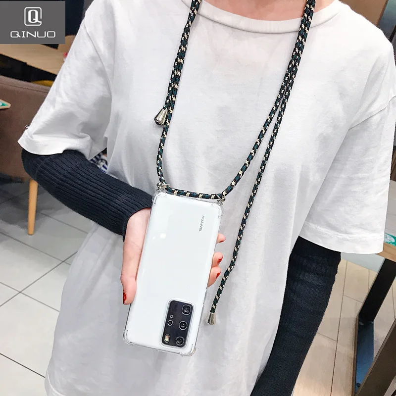 Прозрачный чехол для телефона Huawei P40 Pro P30 P20 Lite Mate 30 Nova 3i 4 e 5 с ремешком из