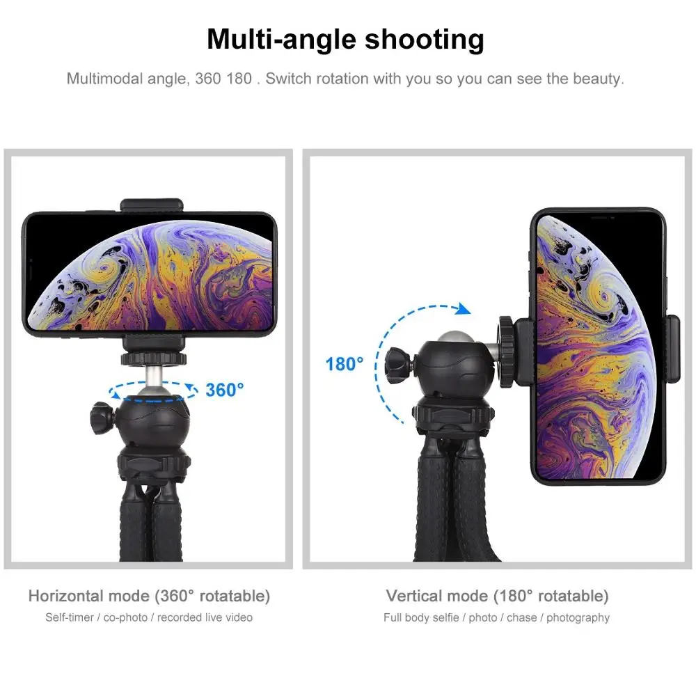 Гибкий мини штатив Осьминог с шариковой головкой и зажимом для телефона + Адаптер