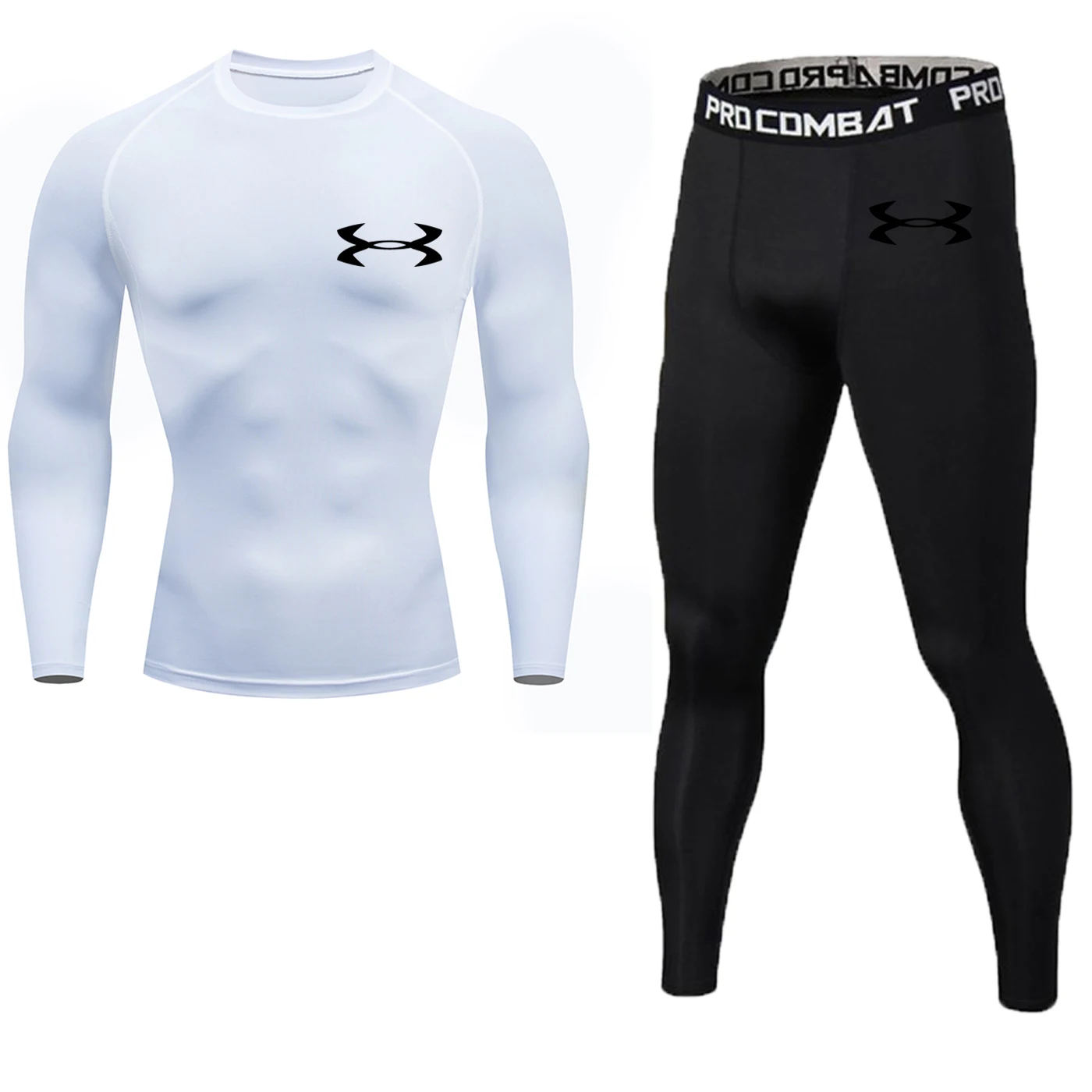 

2-piece suit tight T-shirt long sleeve compression top quick-drying sports running T-shirt gym fitness training clothes leggings