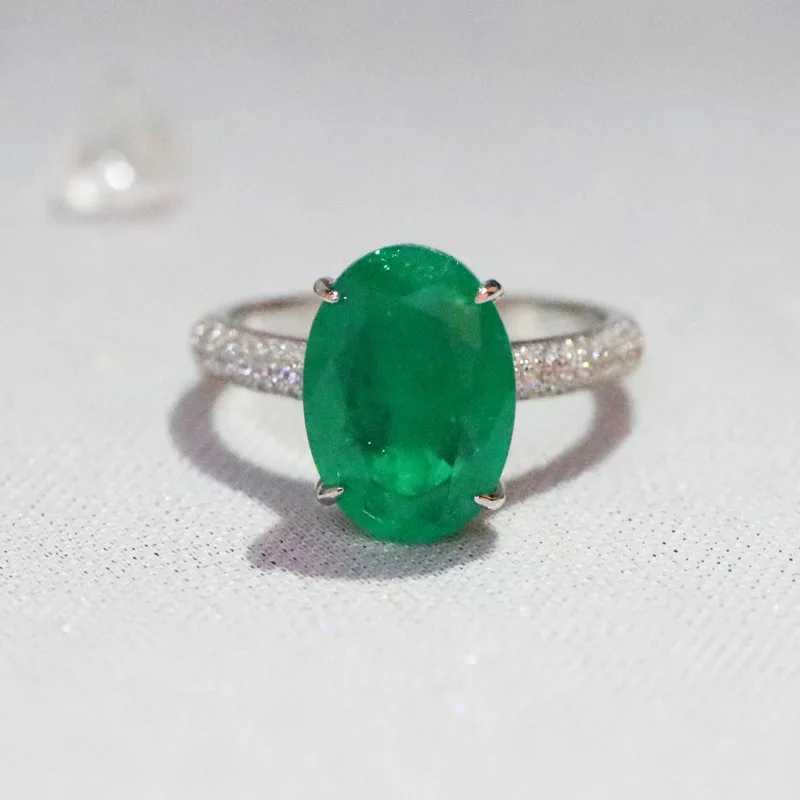

100% S925 Sterling Silver Green Emerald Ring for Women Fine Wedding Bands SAPPHIRE Gemstone Jewelry Natural Topaz Rings Box