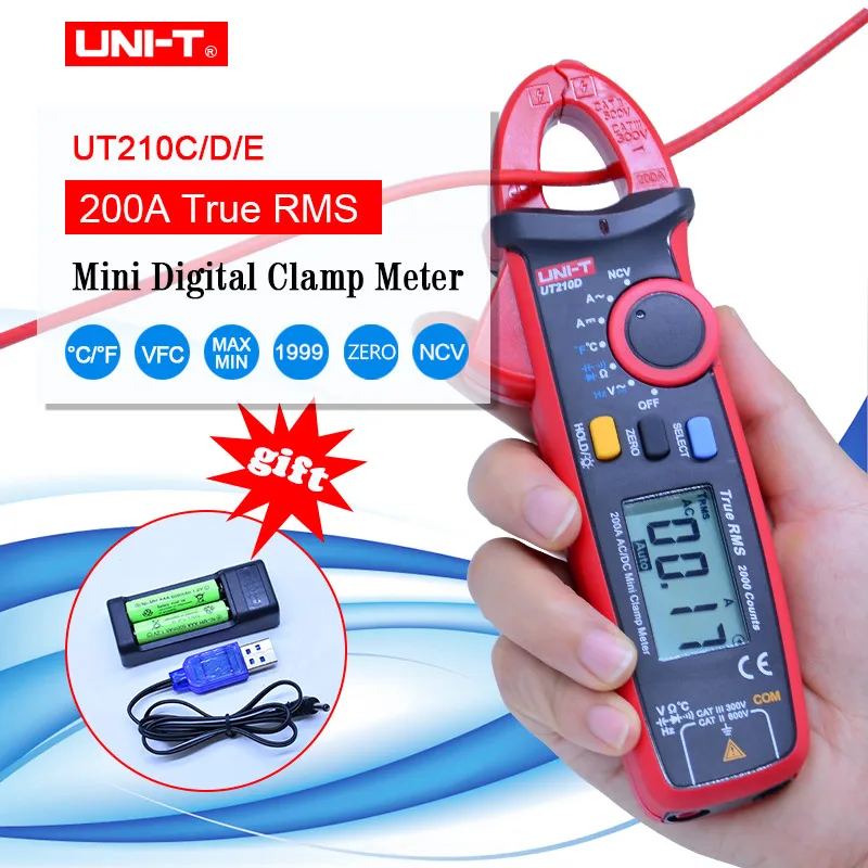 UNI T UT210C/D/E Мини DC Клещи истинный rms клещи мультиметр 200A 2000 отсчетов с нулевым режимом и VFC Частотный тестер|Мультиметры| | АлиЭкспресс