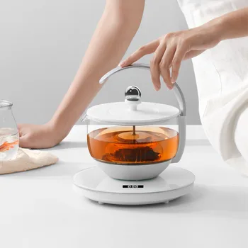 220V Electric Teapot Automatic Kettle Glass Steam Health Pot Tea Meker with Strainer Adjust Temperature Full Moon Shape 500ml