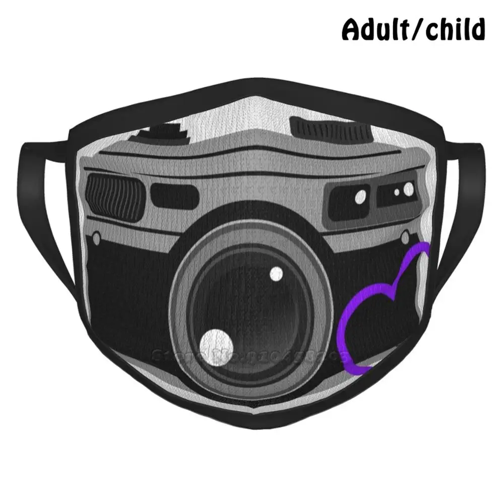 Photography Second Nature Best Gift Funny Print Reusable Face Mask Love Photographer Hearts Purple 80 S 70 60 | Аксессуары для