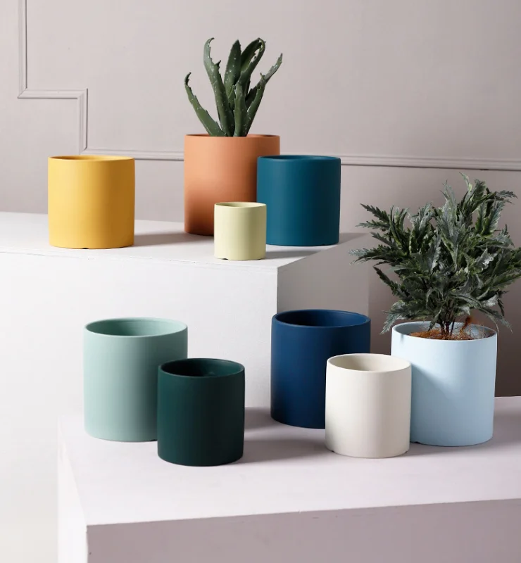 POT DE FLEUR,I11X11CMPot de fleurs en céramique cylindrique de