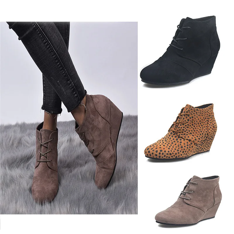 Модная женская прогулочная обувь; женские ботильоны на танкетке; пикантная женская обувь на высоком каблуке со шнуровкой; винтажные Ботинки Martin; Botas Mujer