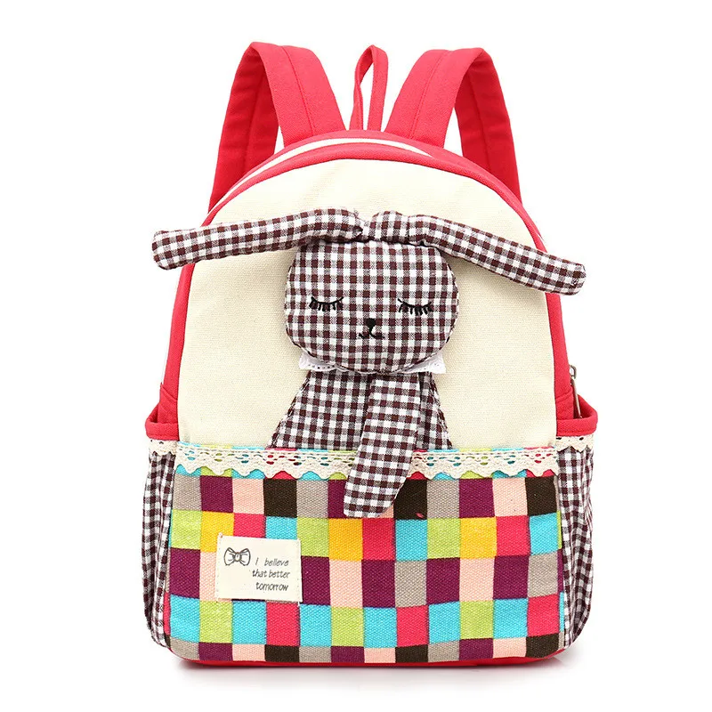 Брендовый детский холщовый рюкзак школьный рюкзак детский сад книги сумка милый кролик дорожные сумки