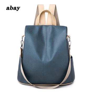 

2019 Women Leather Backpacks For Girls Sac a Dos School Backpack Female Travel Shoulder Bagpack Ladies Casual Daypacks Mochilas