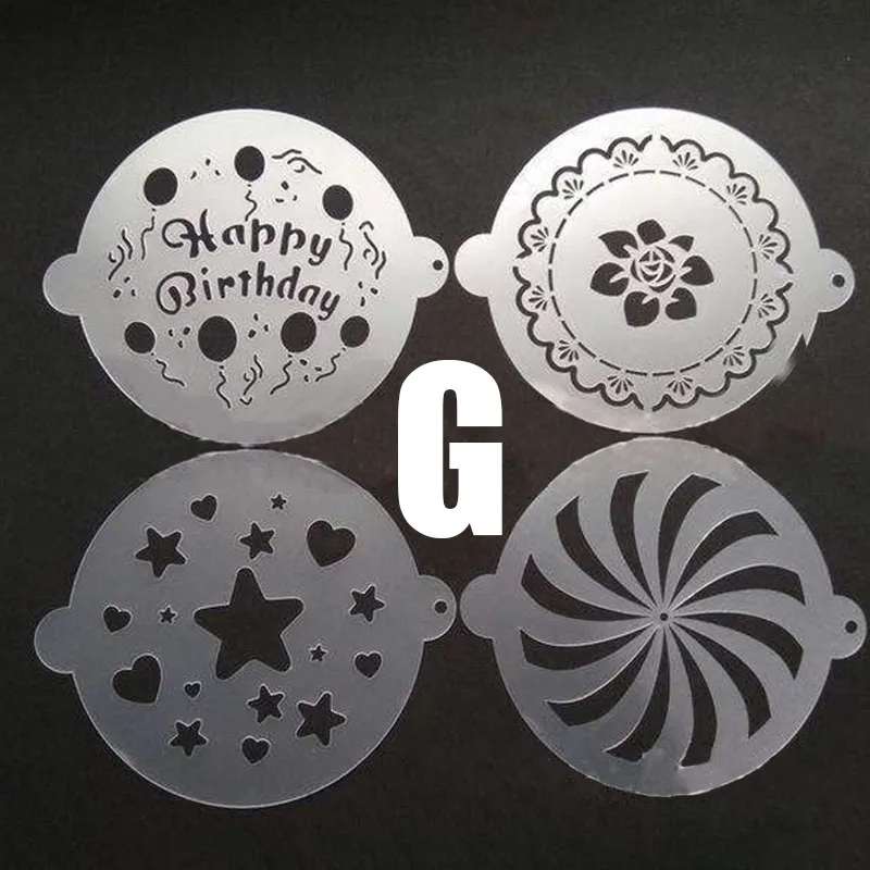 G Holaroom 4 шт./лот формы для торта, печенья, помадки, спрей, экологичные PP DIY трафареты для украшения, 8 дюймов, шоколадный десерт, инструменты для выпечки - Цвет: G