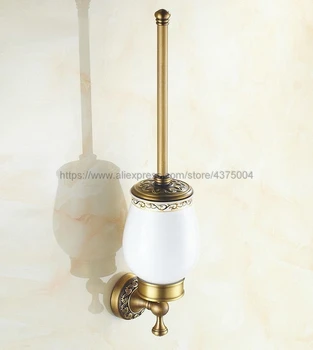 

Antique Brass Bathroom Accessories Toilet Brush Holders with cup set Wall Mounted Brush Holder Sanitary wares Nba490