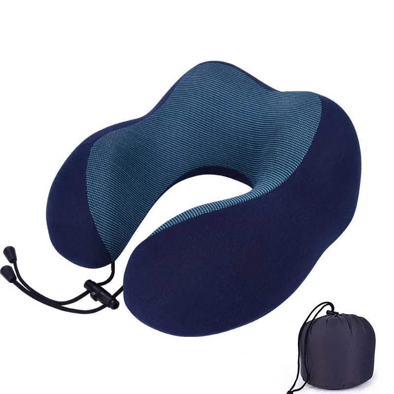 cotton deep blue Пены памяти Путешествия шеи ортопедические подушки медленный отскок твердый шейный затылочный медицинский постельный принадлежности подушки - Цвет: cotton deep blue
