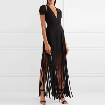 

rockabilly dress suit bohemian beach party sexy maxi dinner evening knitted dresses plus size 2019 women summer black tassels