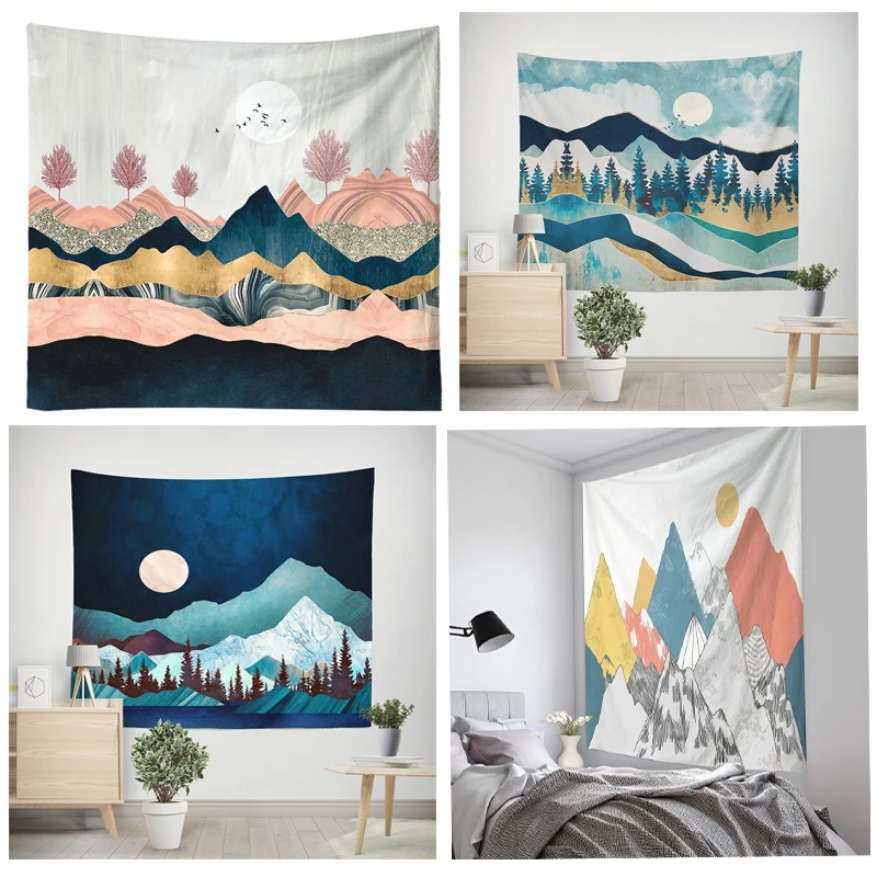 Sun and Moon Tapestry Wall Hanging Hippie Witchcraft Tapiz Psychedelic Farmhouse Decoration Tenture Tapisserie Beach Bohemian Cu