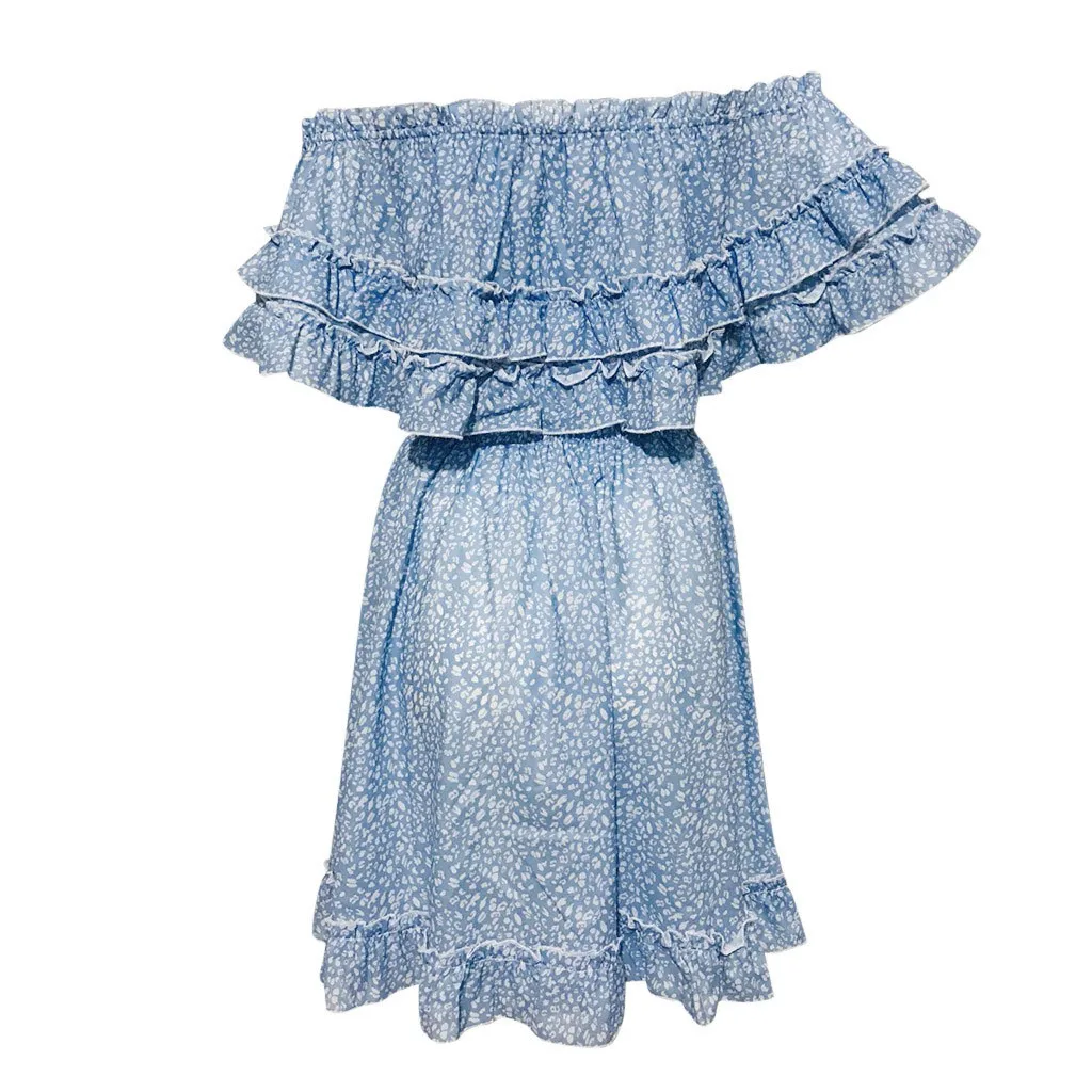 Юбка с оборками на одно плечо сексуальное пляжное платье шифоновое Повседневное