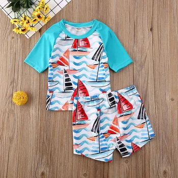 

2pcs Toddler Baby Boy Kids Swimsuit Bathing Tankini Bikini Set Swimwear Beachwear Boys Swimming Suit Summer Children Swimwear