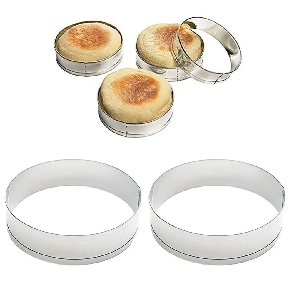 6Pcs Bakery Stainless Steel Cake Muffin Crumpet Bread Rings Baking Mold Tools 