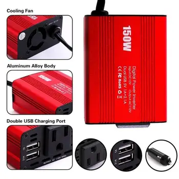 

150W Power Inverter EU /US Socket DC 12V To AC 110V/220V Power Converter with Dual 2.1A USB Ports Car Charger Adapter