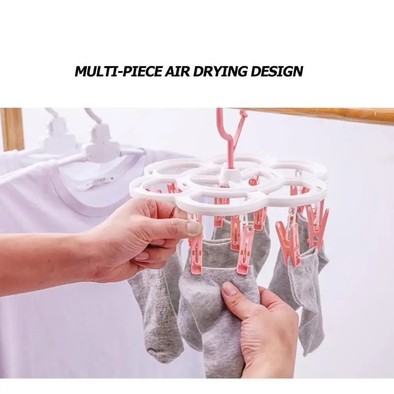 

Foldable Socks Cloth Hanger 16 Clips Portable Multifunction Underwear Drying Racks Wardrobe Drying Socks/Towels/Baby Cloths