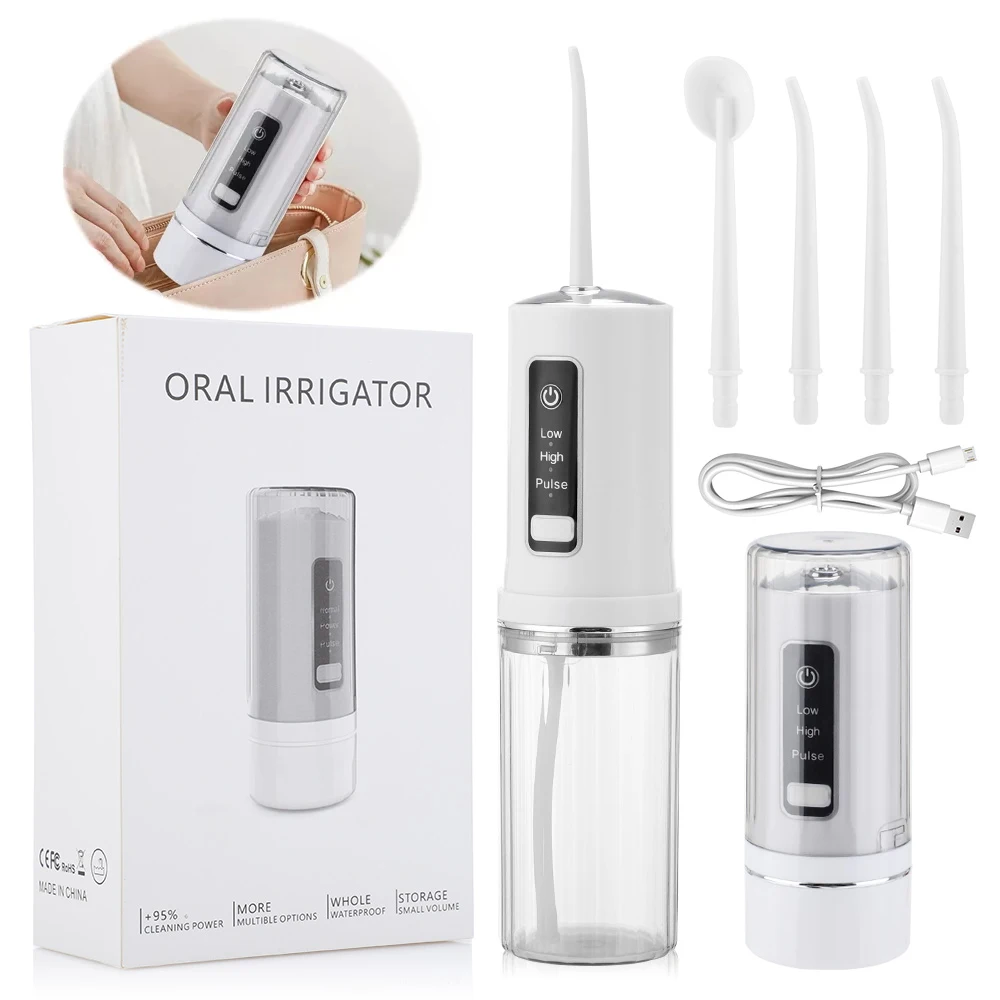 Portable Oral Irrigator Dental Water Jet Flosser for Travel Electric Tooth Cleaning Device Rechargeable Pick Mouthwasher | Бытовая