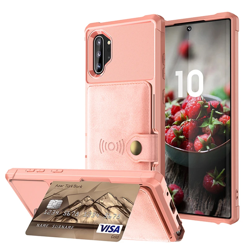 

Luxury PU Leather Wallet Case for Samsung S9 S10 Note10 plus Cover with Card Slots For Samsung S10e Magnet Absorption Cover