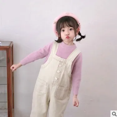 light purple Свитер для девочек на осень и зиму, новинка года, пуловер из искусственного бархата для девочек, толстый теплый вязаный свитер, RT666 - Цвет: light purple