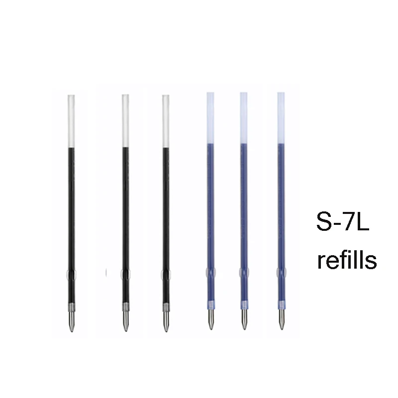 Mixed refills 6pcs Шариковая ручка UNI, 6 шт., 0,7 мм, SD-102, для студентов, с шариковой ручкой, для нажатия на масляную ручку, удобная резиновая ручка, нескользящая ручка - Цвет: Mixed refills 6pcs