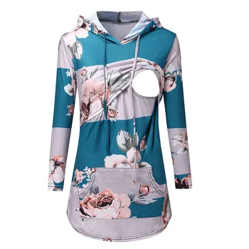 

Women Hoodie Sweatshirt Pregnant Nursing Maternity Long Sleeve Print Floral Blouse Tops Pullover Sudadera Mujer embarazada ropa