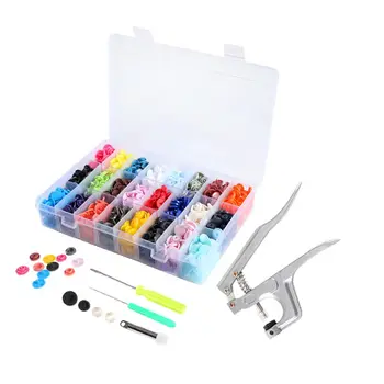 

24 color Special fastening pliers and 360 pcs T5 buttons plastic buttons Set latch buttons “do it yourself” sewing and needlewor