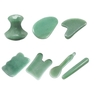 

7Pcs/Set Natural Aventurine Jade Stone Massage Tool Spa Therapy Massager Scraping Board Antistress Bo