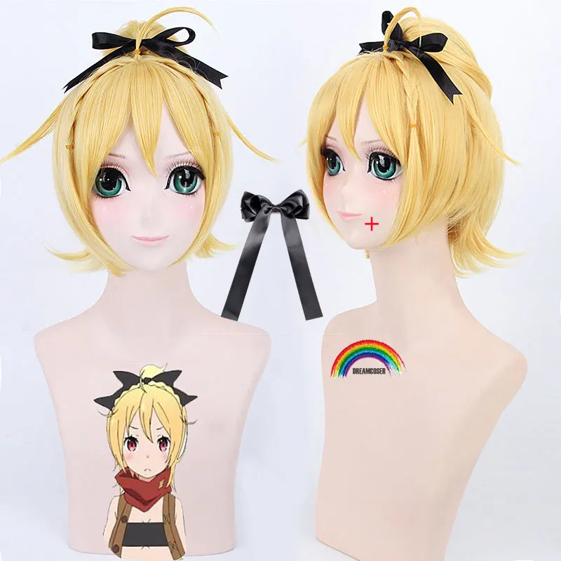 

Re:Life In A Different World From Zero Felt Wig Cosplay Costume Women Short Hair Yellow Party Wigs +Headwear