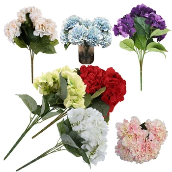 

Artificial Hydrangea Flower 5 Big Heads Bouquet (Diameter 7" each head) Blue