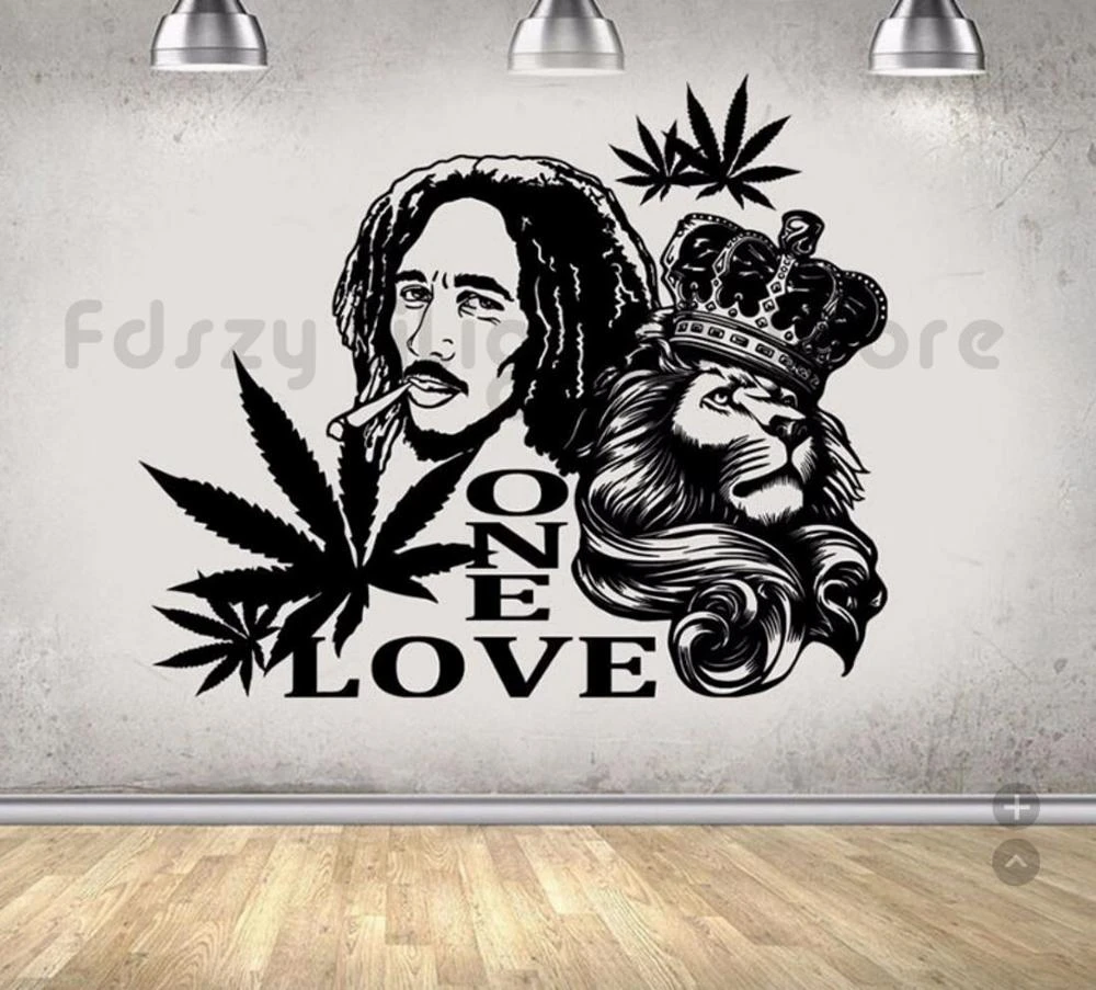 Bob Marley Lion One Love Wall Sticker Living Room Decoration Decals Reggae  Music Wall Art Murals Removable Wallpaper F538 - Wall Stickers - AliExpress
