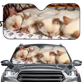 

INSTANTARTS Car Exterior Heat Protection Universal Car Front Windield Sun Visor Shade Sunshade Kawaii Baby Kittens Cats Printing