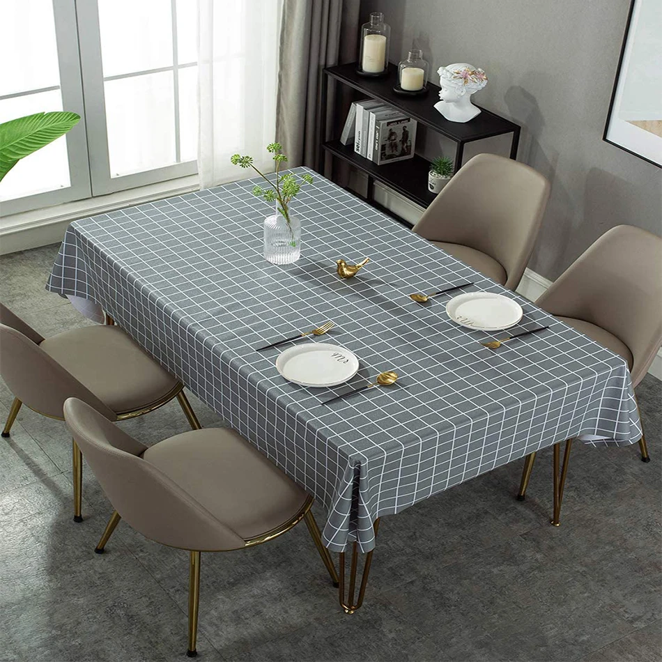 

100% Waterproof PVC Tablecloth OilProof Vinyl Rectangular Tablecloth no-wash can be Used Cover for Dining Table Plaid