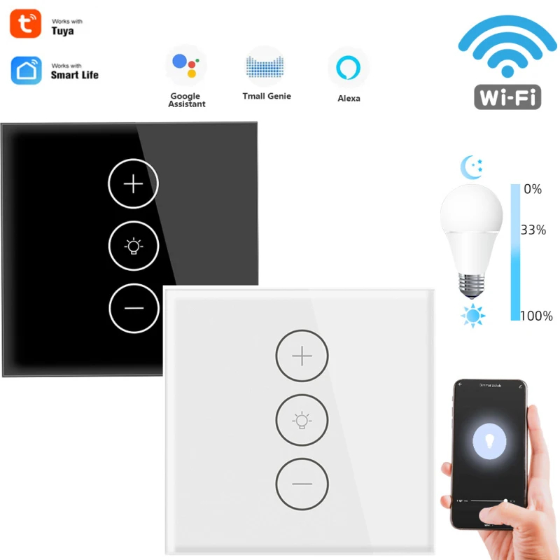 Tuya Smart 10A Wifi сенсорный выключатель ЕС умный дом затемнения Беспроводной