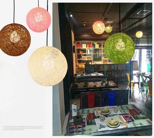 

Modern Colorful Ma Rattan Wicker Ball Pendant Light For Christmas Xmas Decoration Party Dining Room Bar E27 Hanging Lighting